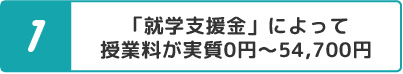 「就学支援金」によって授業料が実質0円～54,700円